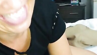 Sexy milf does her best to deep throat bbc! And sucking balls too! Lol bbc still undefeated!  - 3 image