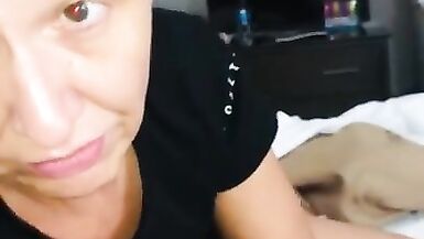 Sexy milf does her best to deep throat bbc! And sucking balls too! Lol bbc still undefeated!  - 5 image