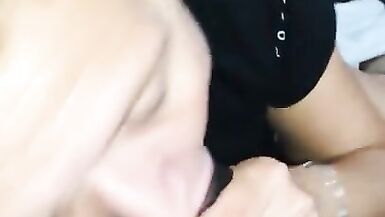 Sexy milf does her best to deep throat bbc! And sucking balls too! Lol bbc still undefeated!  - 7 image