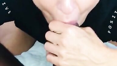 Sexy milf does her best to deep throat bbc! And sucking balls too! Lol bbc still undefeated!  - 12 image