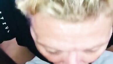Sexy milf does her best to deep throat bbc! And sucking balls too! Lol bbc still undefeated!  - 13 image