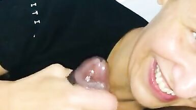Sexy milf does her best to deep throat bbc! And sucking balls too! Lol bbc still undefeated!  - 7 image