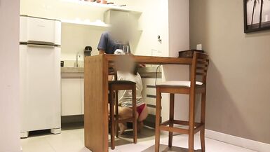 She fucks and sucks her husband's friend's dick while they are alone at home. - 12 image