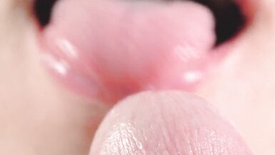 Close up blowjob, playing with my husbands hard cock head - 6 image