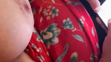 Sexting with my fans while playing with my huge natural tits and then he cums on my boobs!