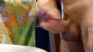 bitch masturbates my cock in the bathroom with my continuation and cum - 11 image