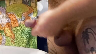 bitch masturbates my cock in the bathroom with my continuation and cum - 13 image