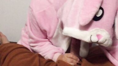 Yiff in Bunny and Bear Pajama Onesies with Oral Creampie - 1 image