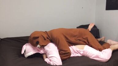 Yiff in Bunny and Bear Pajama Onesies with Oral Creampie - 3 image