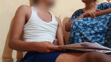 Stepmom fucked her son while studying with big cock with Clear Hindi audio - 1 image