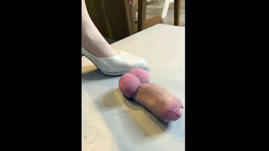 Devilishly dancing the cum out under with my original wedding heels - close view - 1 image