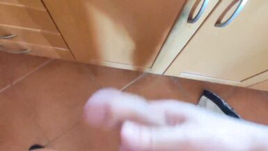 wetting stepmother with water hose for her to take her clothes off