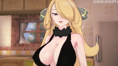 Cynthia recompensa-te por ganhares a Liga Pokemon - Anime Hentai 3d Uncensored - 1 image