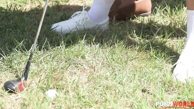 Sex in air while playing golf. brutal fucking and crying while taking big dick into her pussy - 2 image