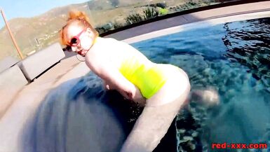 Red XXX fucks her pussy with a toy in the pool - 11 image