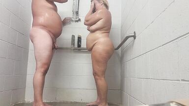 Shower sex with cum in her mouth, after a standing doggystyle session, tits are bouncing ass n thighs are jiggling - 4 image