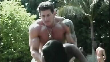 Ebony slut's first white cock