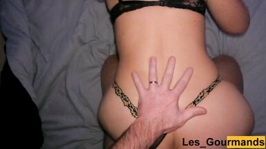 MILF in lingerie jerks off cock with oil before getting fucked doggy style & cumming on her big ass - 12 image