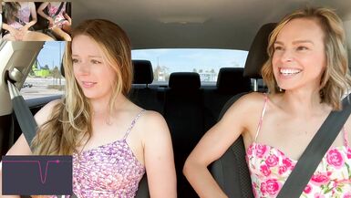 Nadia Foxx & Serenity Cox cumming hard in public drive thru with Lush remote controlled vibrators - 2 image