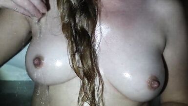 Wildflower's romantic and kinky oiled breastplay and masturbation for hubby - 12 image