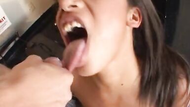 Horny stud fucking sexy babe boobs before fucking her pussy in the office - 15 image