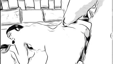 homme ayant des relations sexuelles avec une femme mariée à linsu de son mari dans un dessin animé