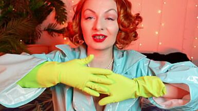 green gloves - household latex gloves fetish - ASMR video free fetish clip - 1 image