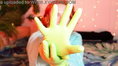 green gloves - household latex gloves fetish - ASMR video free fetish clip - 10 image