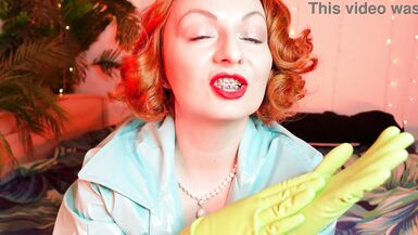 green gloves - household latex gloves fetish - ASMR video free fetish clip - 5 image