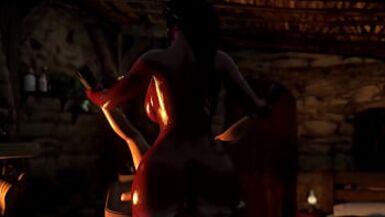 Animated Shemale MILF fucks Witch-Girl - Futa on female, Anal Sex and Cum in Ass - 1 image