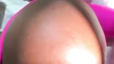 Ebony thick and curvy stepmom fucks stepson in her pink tight leggings p1 - 11 image