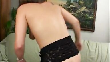 Porn star gets her ass whipped on the gree couch - 14 image