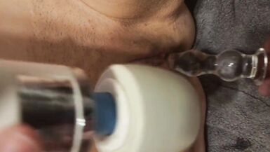 fisting my wife and fucking her with toys, until she squirts. dp her with toys - 2 image