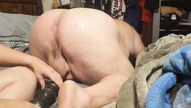 my wife fisting my gaping ass, using a toy on me before i am ready, and eating my ass out - 13 image