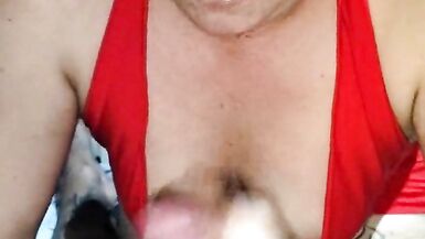 Sexy wife sucks huge pumped cock and gets rewarded with cum on her big tits - 11 image