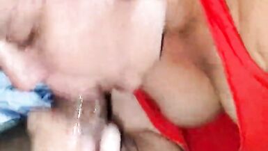 Sexy wife sucks huge pumped cock and gets rewarded with cum on her big tits - 7 image