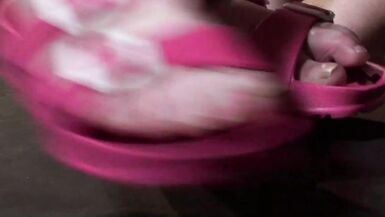22-11-04 SOFT FLAT SANDALS COCK CRUSH w BAREFOOT CUM SHOT - 12 image