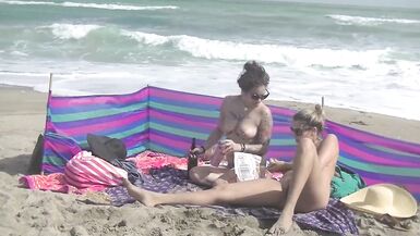 Exhibitionist Wife 484 Part 5 - My Friends Ginary and Nikki Brooks Nude Beach Voyeur Tease! - 5 image