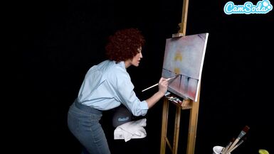 Big Tits MILF Ryan Keely Cosplay As Bob Ross Gets Horny During Painting Tutorial - 10 image