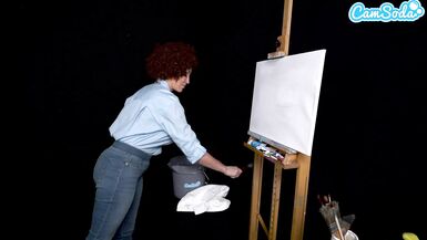 Big Tits MILF Ryan Keely Cosplay As Bob Ross Gets Horny During Painting Tutorial - 2 image