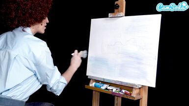 Big Tits MILF Ryan Keely Cosplay As Bob Ross Gets Horny During Painting Tutorial - 4 image