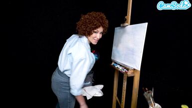 Big Tits MILF Ryan Keely Cosplay As Bob Ross Gets Horny During Painting Tutorial - 5 image