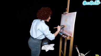 Big Tits MILF Ryan Keely Cosplay As Bob Ross Gets Horny During Painting Tutorial - 7 image