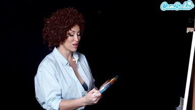 Big Tits MILF Ryan Keely Cosplay As Bob Ross Gets Horny During Painting Tutorial - 9 image