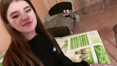 I met a lustful schoolgirl again and fucked her at home, pouring cum all over her face. Conversation - 5 image