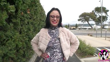 Hot brunette 27 years old Angelina fucked hard by massive cock