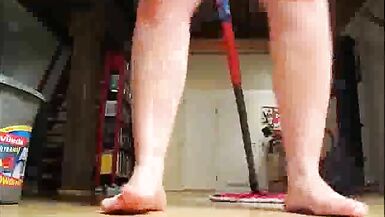 Cleaning lady wants a raise, so she cleans naked