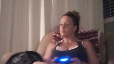 Milf Smoking Cigarettes Playing Video Games In Mini Dress - 10 image