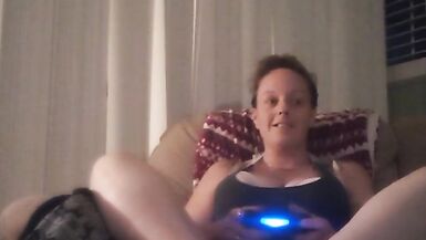 Milf Smoking Cigarettes Playing Video Games In Mini Dress - 12 image