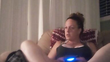 Milf Smoking Cigarettes Playing Video Games In Mini Dress - 13 image
